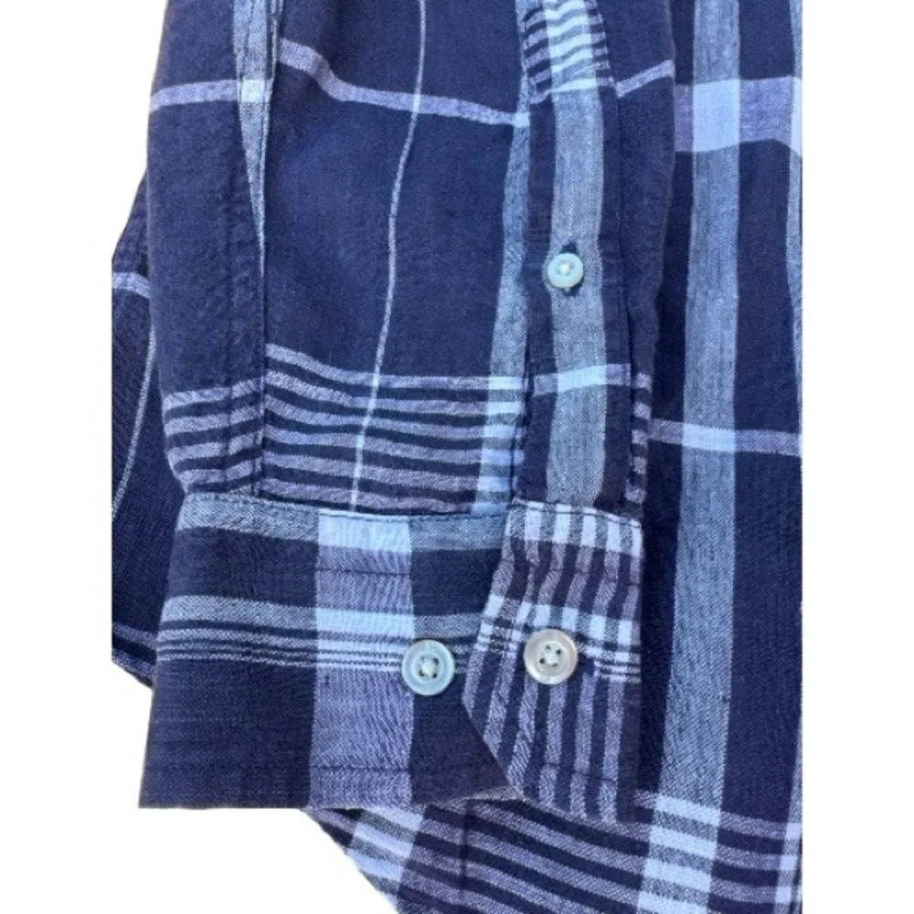 Banana Republic Slim Fit Mens Long Sleeve Dress Shirt Blue & White Stripe Size L